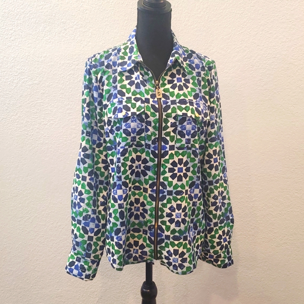 Michael Kors darling, geo print, spring zip shacket